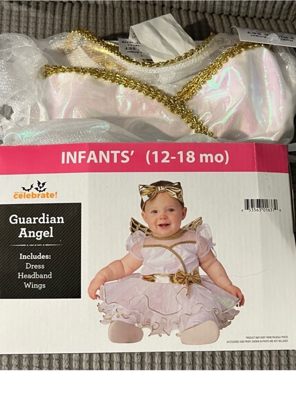 Celebrate It Infant Guardian Angel Costume Dress & Accessories - White, Gold